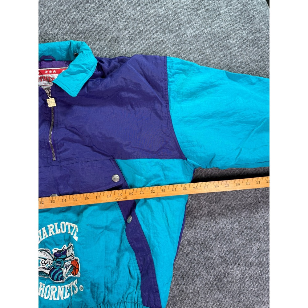 Vintage Nutmeg Charlotte Hornets 1/2 Zip Jacket Mens Large Teal Purple 90s NBA - Picture 9 of 16